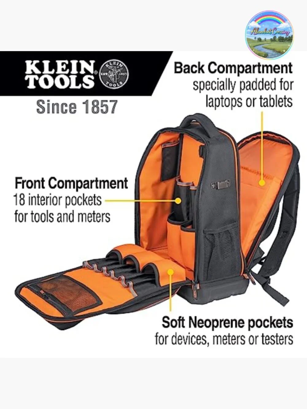 28-Pocket Laptop Backpack Tool Bag with USB Port